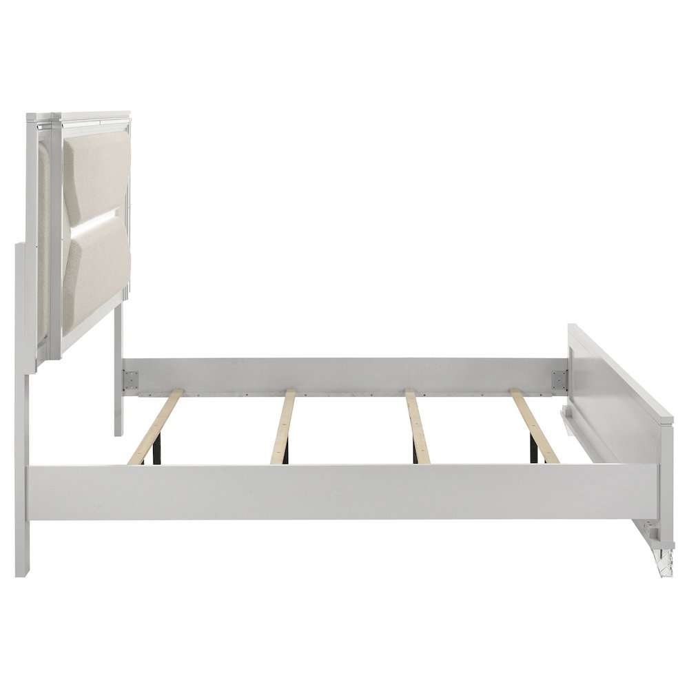 Marmore 64-inch Eastern King Panel Bed LED Headboard White. Picture 6