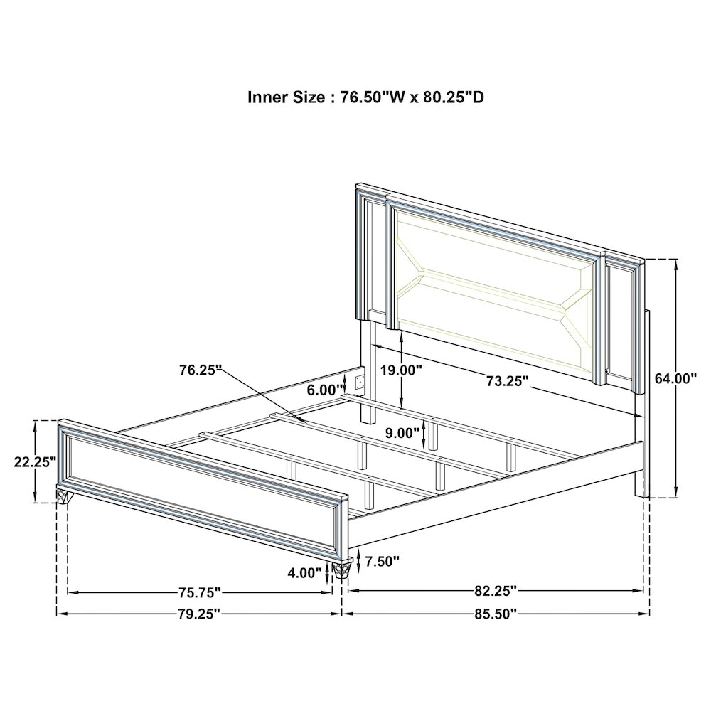 Marmore 64-inch Eastern King Panel Bed LED Headboard White. Picture 11