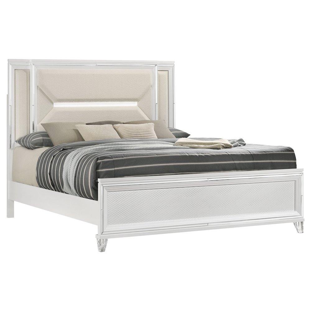 Marmore 64-inch Queen Panel Bed LED Headboard White. Picture 3