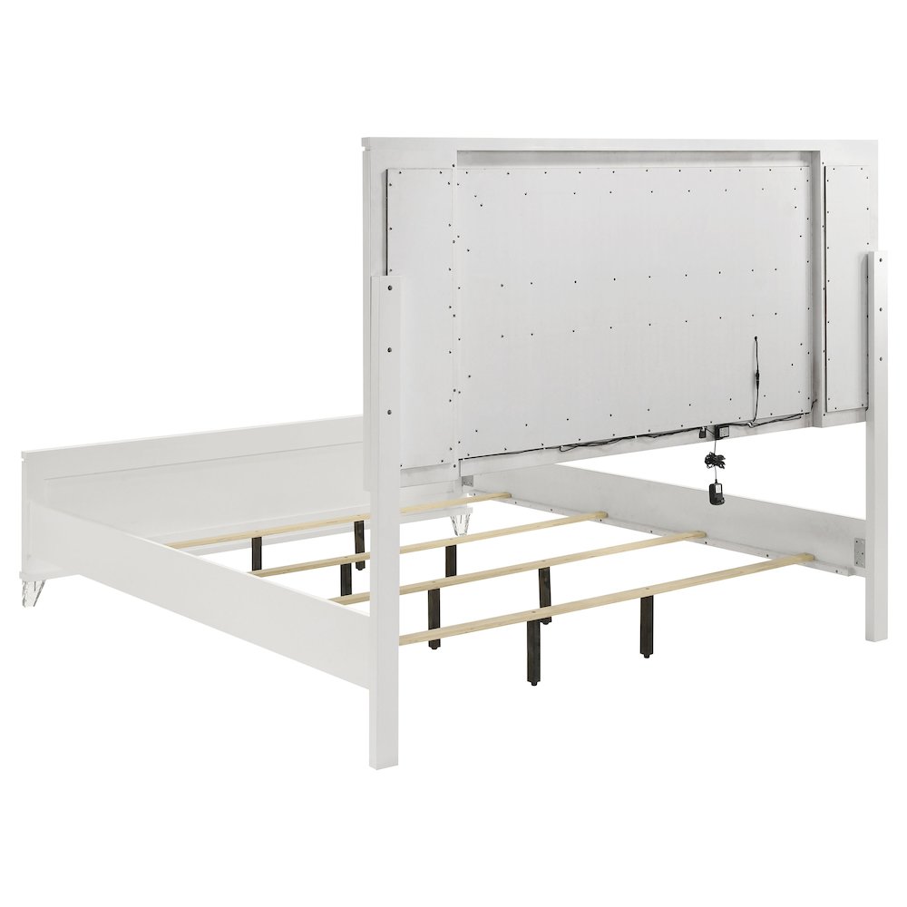 Marmore 64-inch Queen Panel Bed LED Headboard White. Picture 4