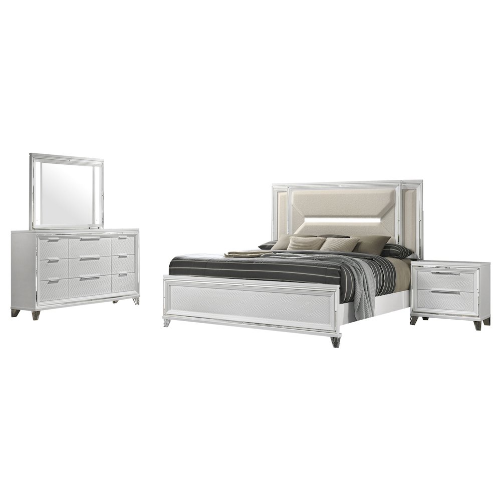 Marmore 4-piece Queen Bedroom Set White. Picture 1