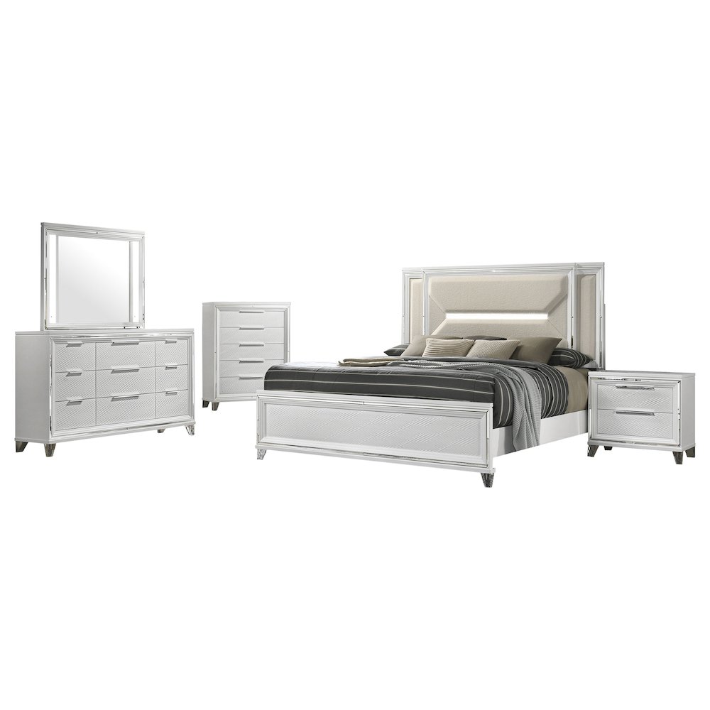 Marmore 5-piece Queen Bedroom Set White. Picture 1
