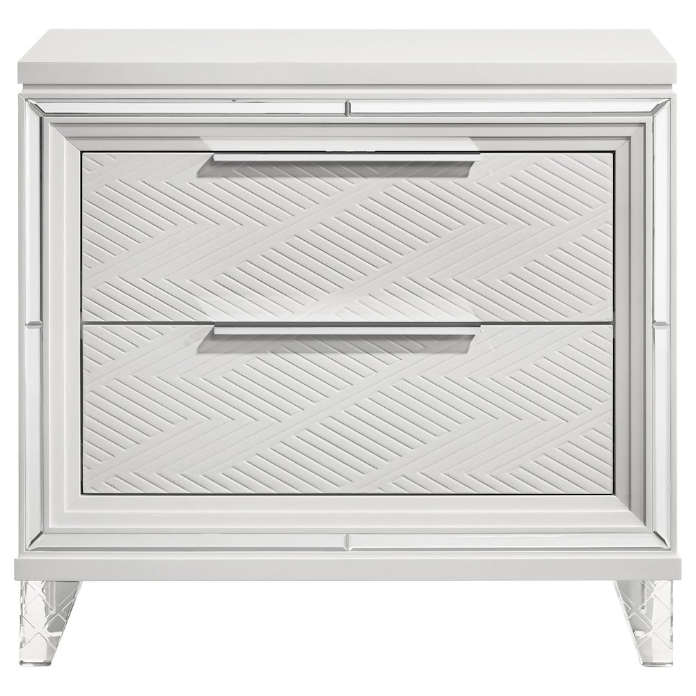 Marmore 2-drawer Nightstand Bedside Table White. Picture 3