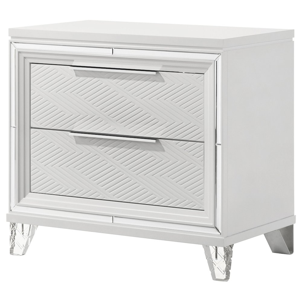 Marmore 2-drawer Nightstand Bedside Table White. Picture 4