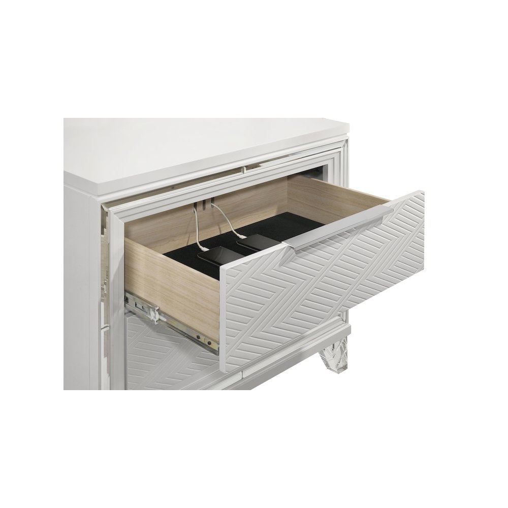 Marmore 2-drawer Nightstand Bedside Table White. Picture 13