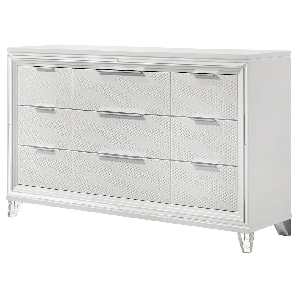Marmore 9-drawer Dresser Cabinet White. Picture 4
