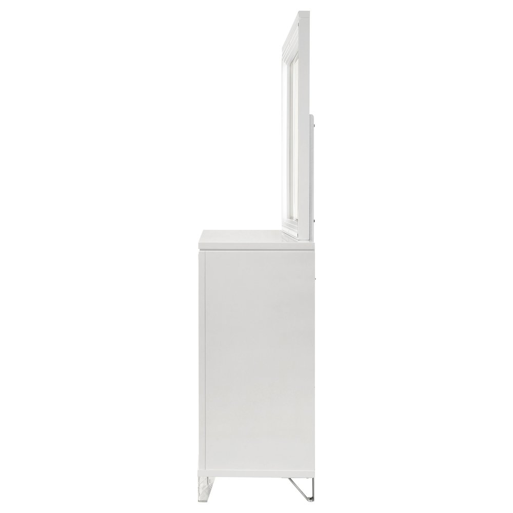 Marmore 9-drawer Dresser and LED Mirror White. Picture 5