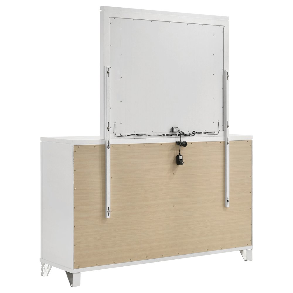 Marmore 9-drawer Dresser and LED Mirror White. Picture 6
