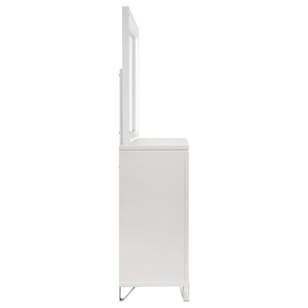 Marmore 9-drawer Dresser and LED Mirror White. Picture 9