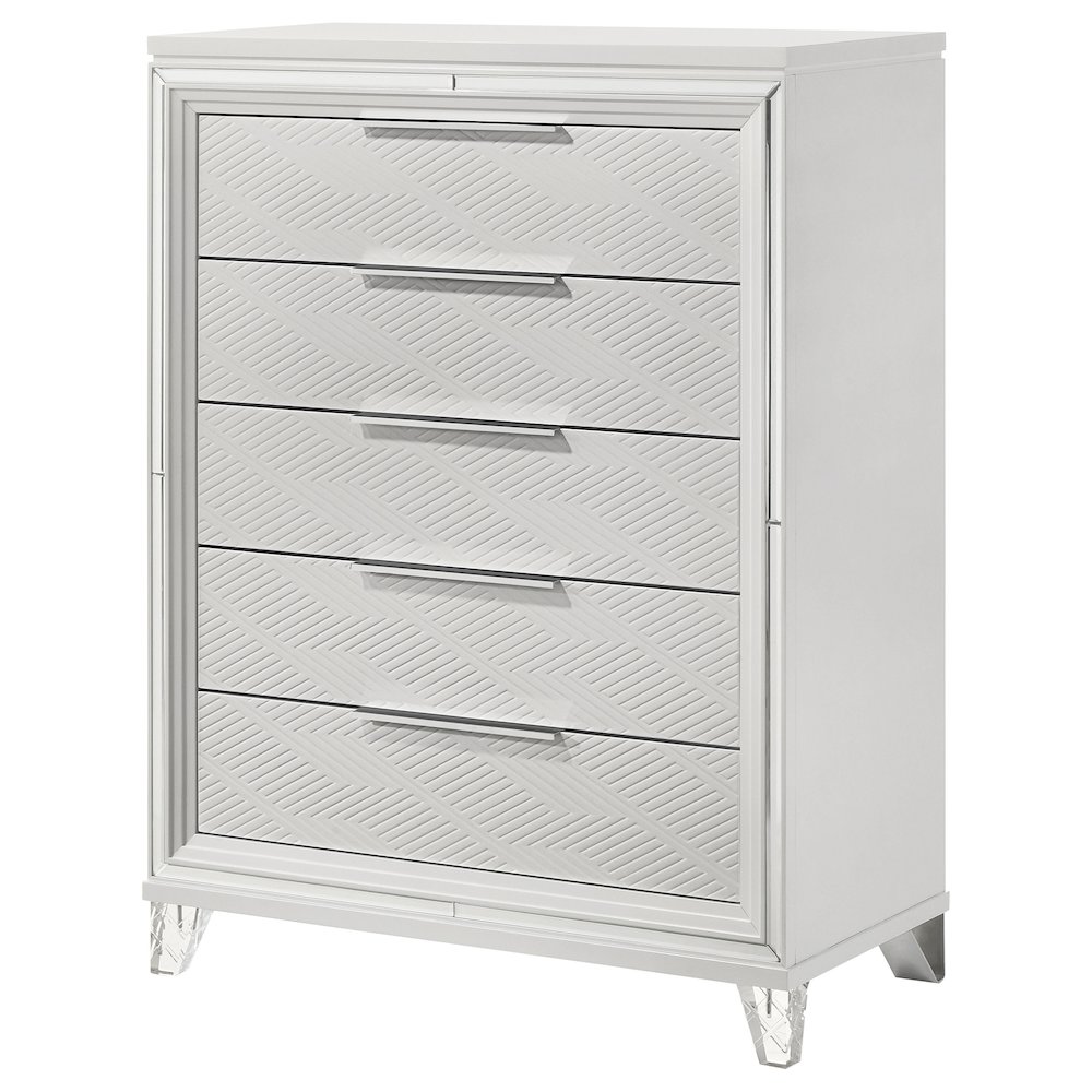 Marmore 5-drawer Bedroom Chest of Drawers White. Picture 4