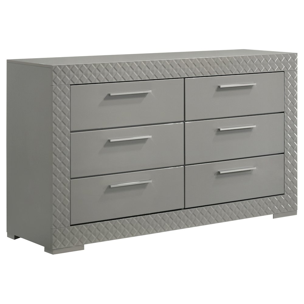 Ives 5-piece Queen Bedroom Set Grey High Gloss. Picture 6