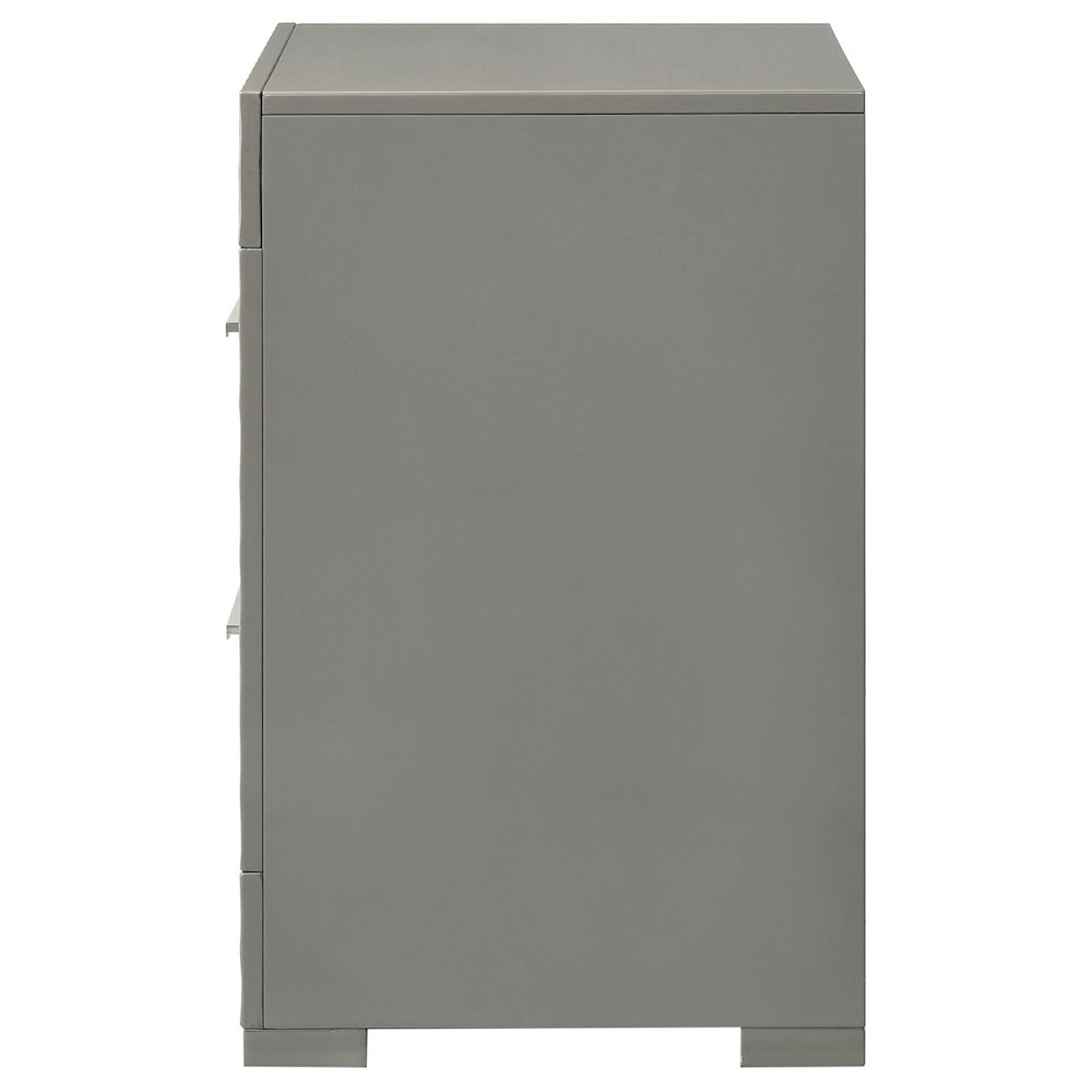 Ives 2-drawer Nightstand Bedside Table Grey High Gloss. Picture 5