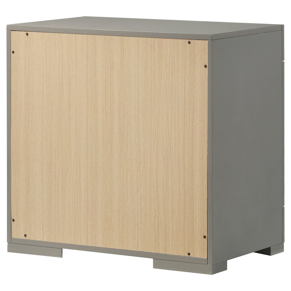 Ives 2-drawer Nightstand Bedside Table Grey High Gloss. Picture 8