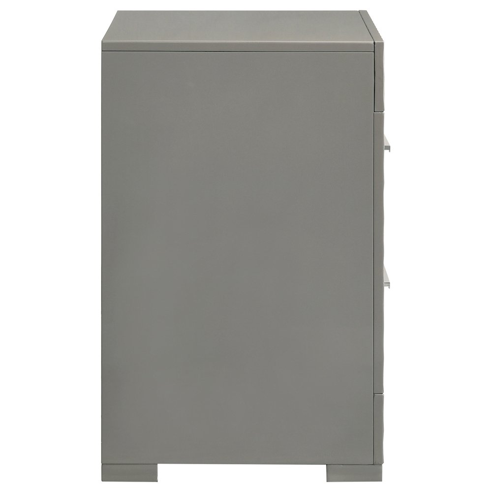 Ives 2-drawer Nightstand Bedside Table Grey High Gloss. Picture 9