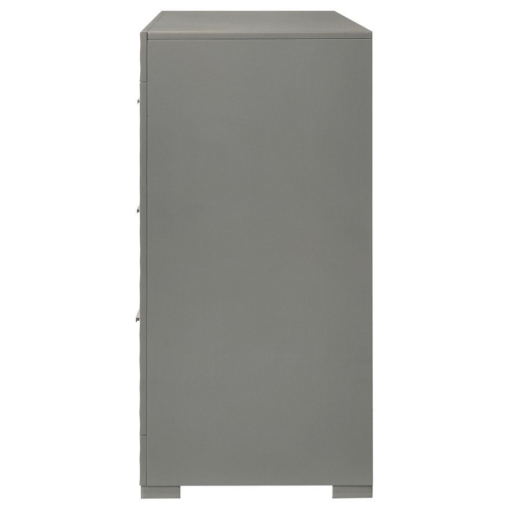 Ives 6-drawer Dresser Cabinet Grey High Gloss. Picture 5