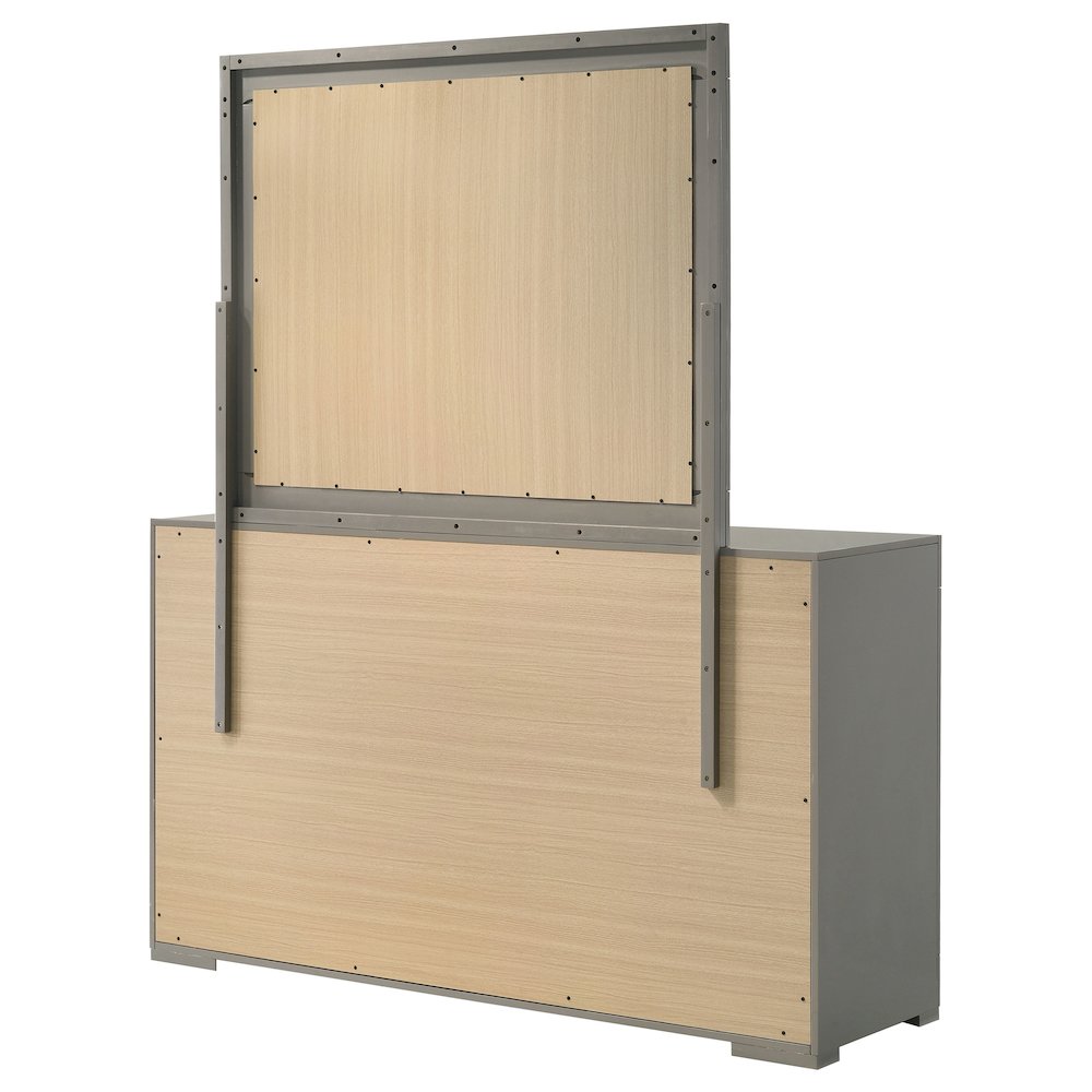 Ives 6-drawer Dresser and Mirror Grey High Gloss. Picture 8