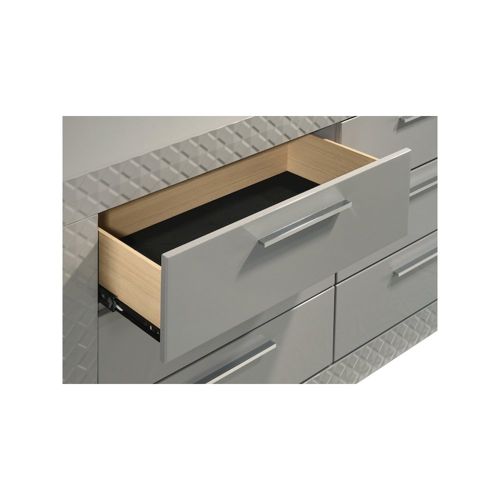 Ives 6-drawer Dresser and Mirror Grey High Gloss. Picture 13