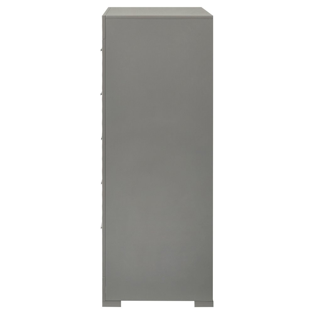Ives 5-drawer Bedroom Chest of Drawers Grey High Gloss. Picture 5