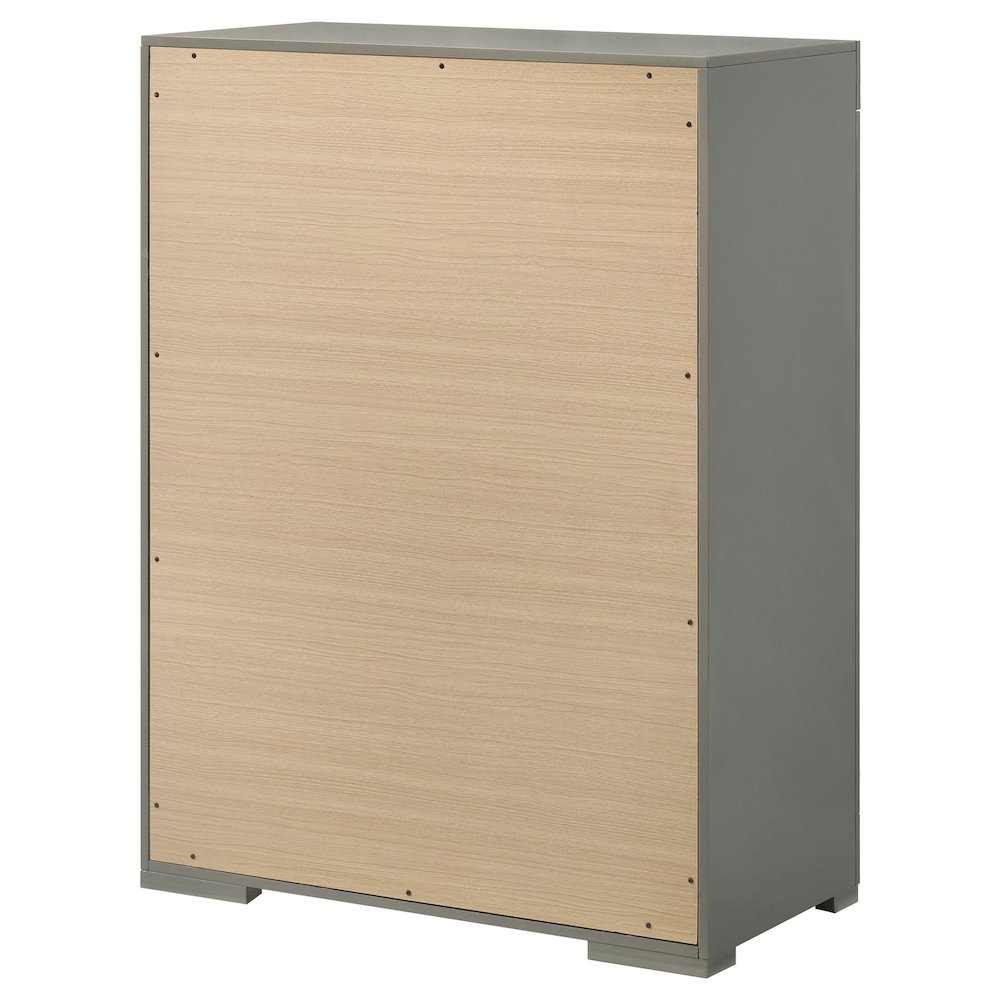 Ives 5-drawer Bedroom Chest of Drawers Grey High Gloss. Picture 8