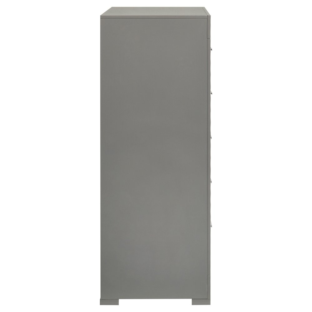 Ives 5-drawer Bedroom Chest of Drawers Grey High Gloss. Picture 9
