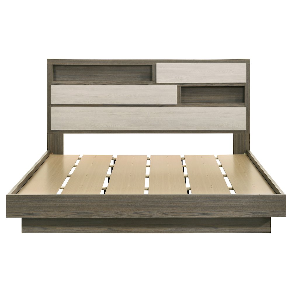 Fenwick Eastern King Bed Bookcase Headboard Grey Oak. Picture 4