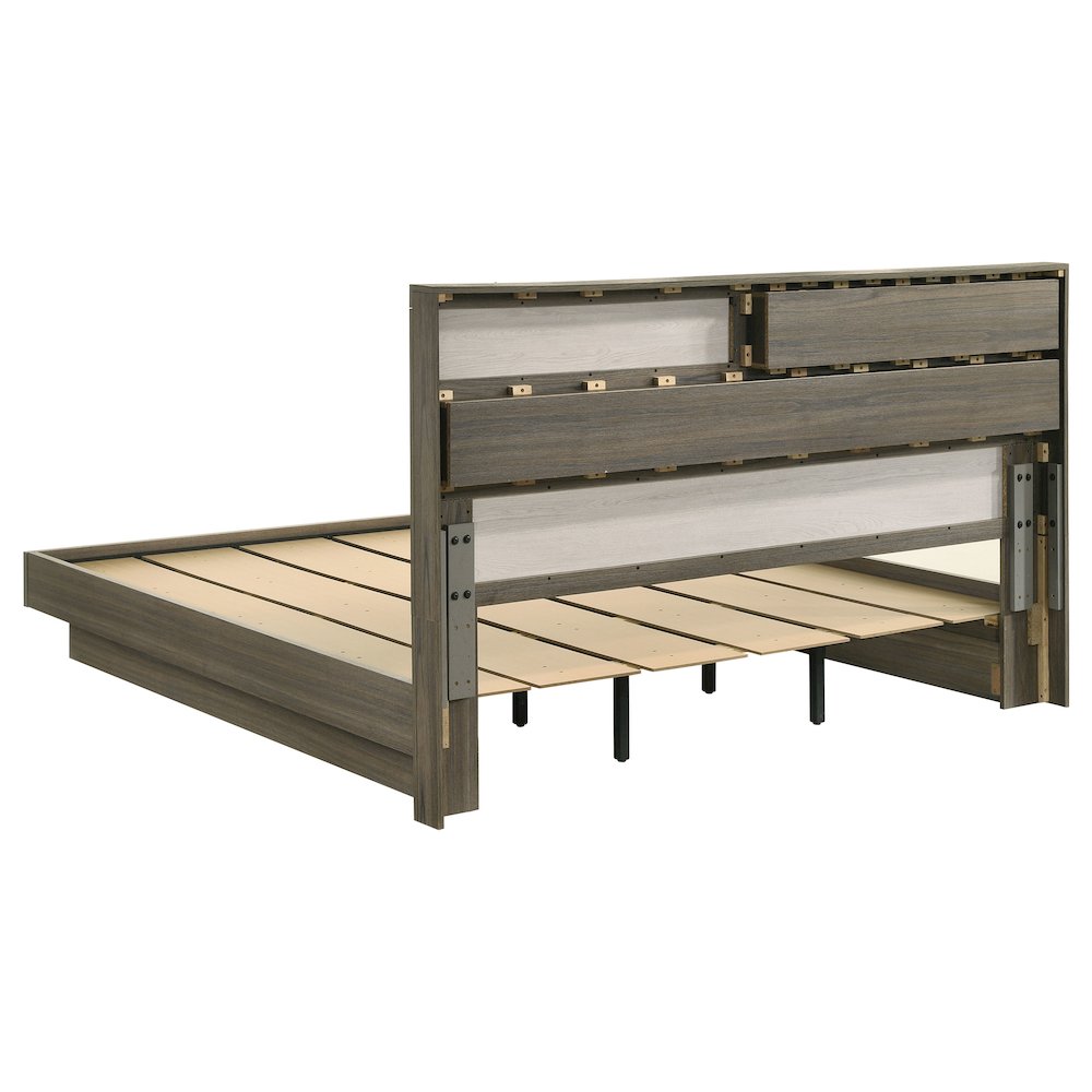 Fenwick Eastern King Bed Bookcase Headboard Grey Oak. Picture 5