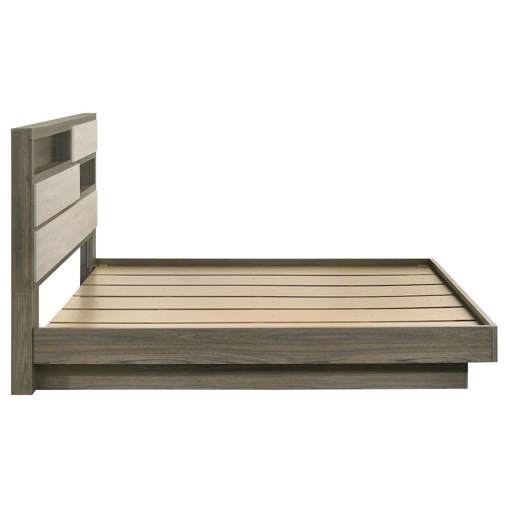 Fenwick Eastern King Bed Bookcase Headboard Grey Oak. Picture 6
