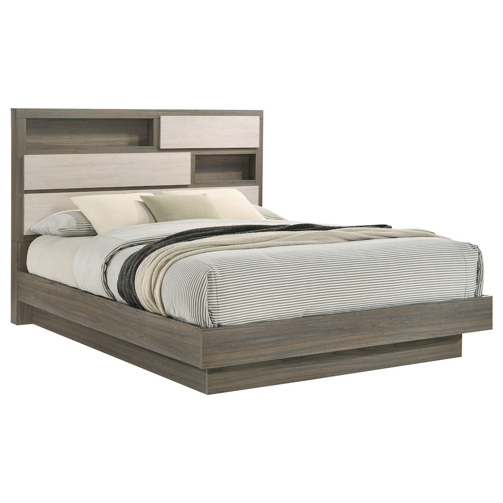 Fenwick California King Bed Bookcase Headboard Grey Oak. Picture 3