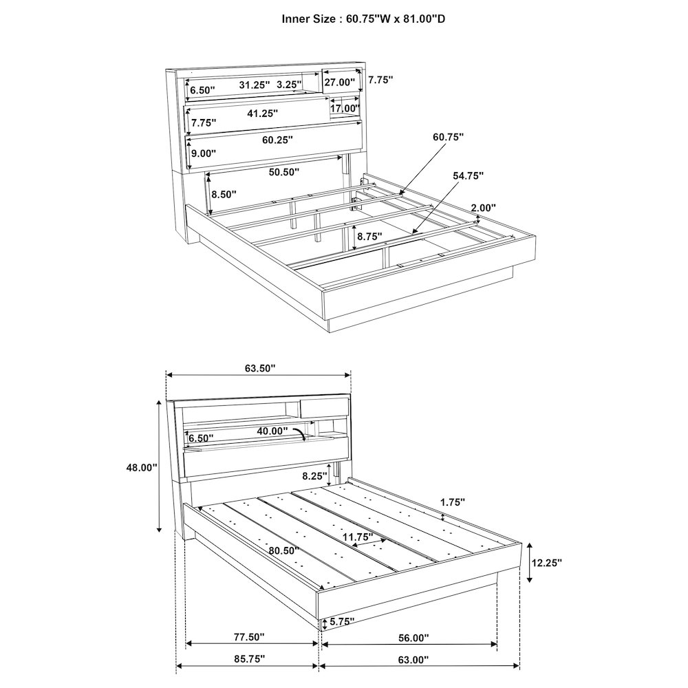 Fenwick Queen Bed Bookcase Headboard Grey Oak. Picture 10