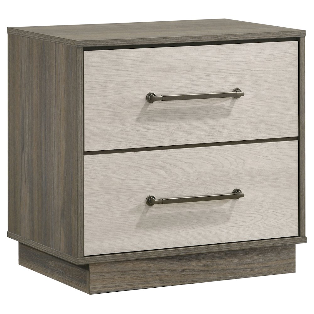 Fenwick 2-drawer Nightstand Bedside Table Grey Oak. Picture 1