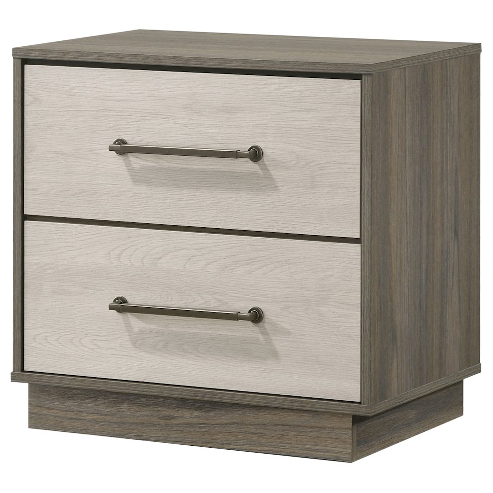 Fenwick 2-drawer Nightstand Bedside Table Grey Oak. Picture 4