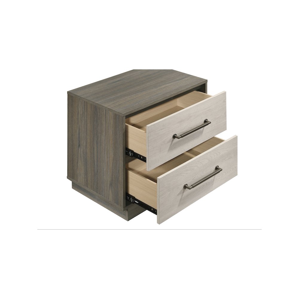 Fenwick 2-drawer Nightstand Bedside Table Grey Oak. Picture 13