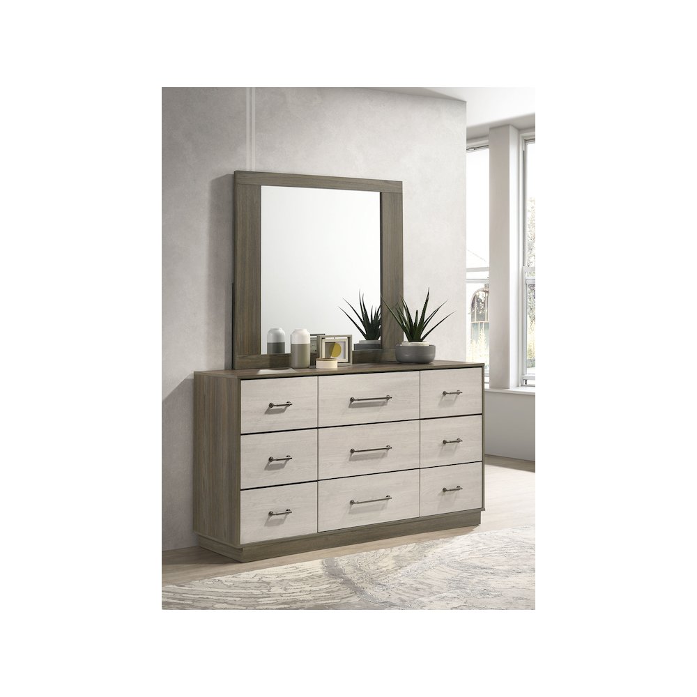 Fenwick 9-drawer Dresser with Mirror Grey Oak. Picture 10