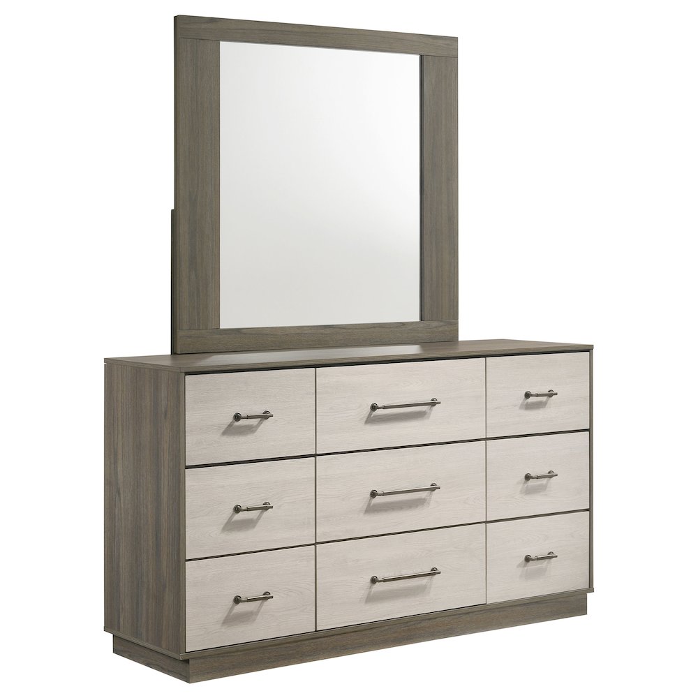 Fenwick 9-drawer Dresser with Mirror Grey Oak. Picture 1