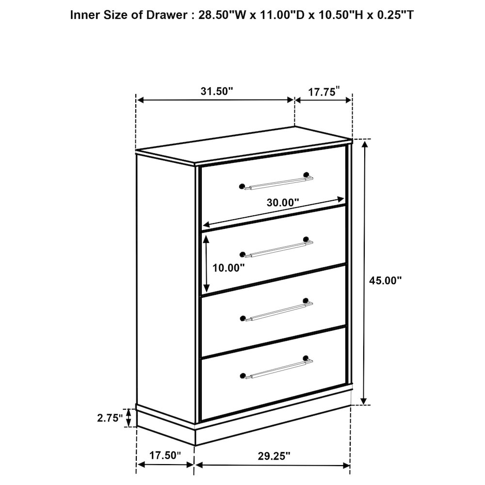 Fenwick 4-drawer Chest of Drawers Grey Oak. Picture 15