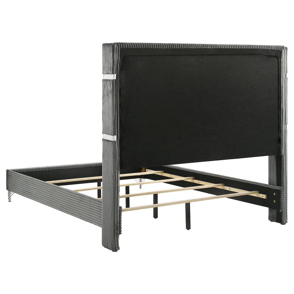 Lucia 61-inch Upholstered Eastern King Wingback Bed Grey. Picture 4