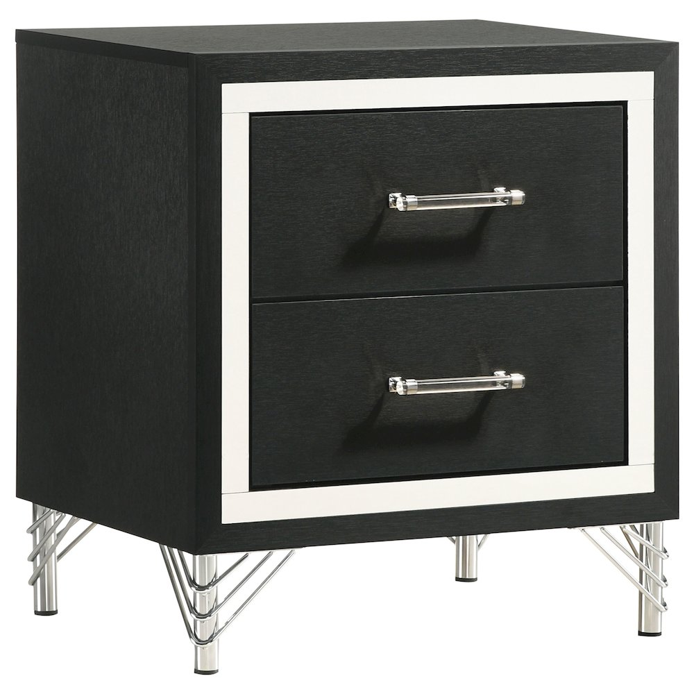 Lucia 2-drawer Nightstand Bedside Table Black. Picture 1