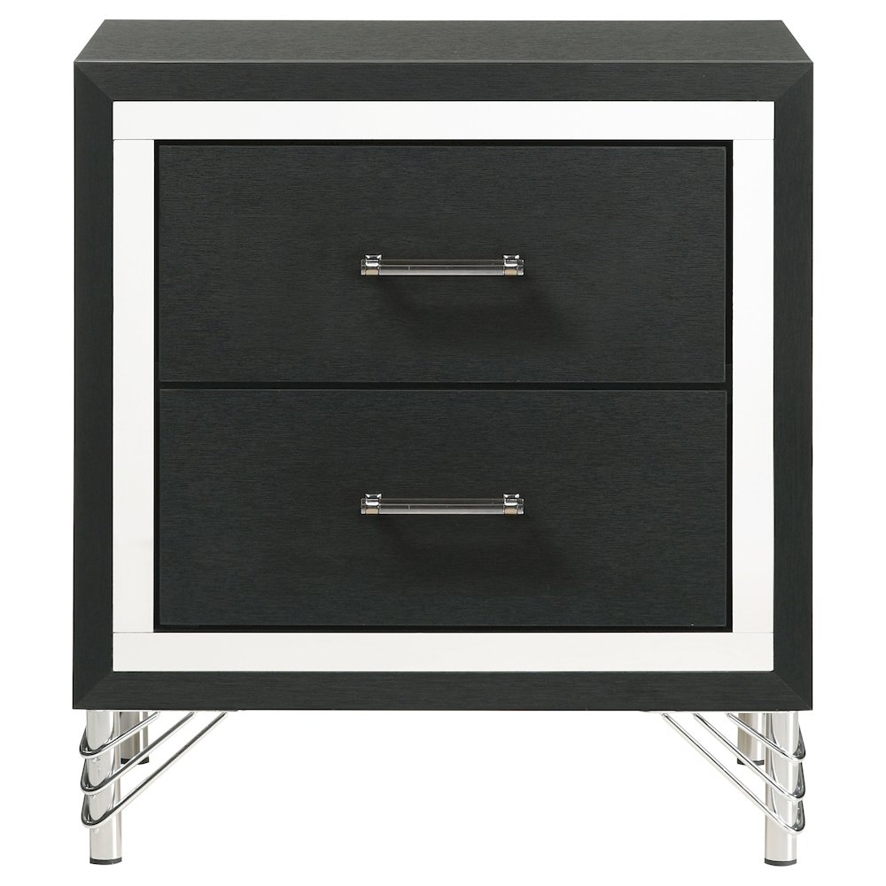 Lucia 2-drawer Nightstand Bedside Table Black. Picture 3