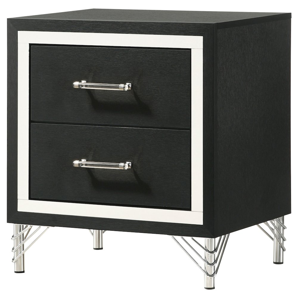 Lucia 2-drawer Nightstand Bedside Table Black. Picture 4