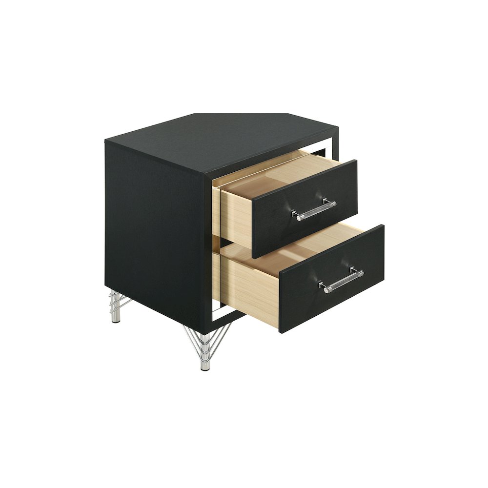 Lucia 2-drawer Nightstand Bedside Table Black. Picture 13