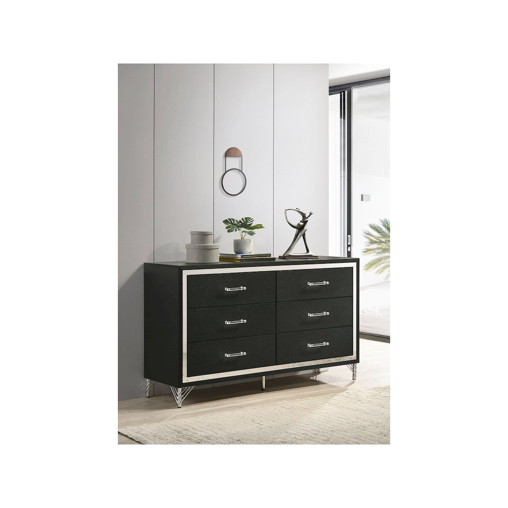 Lucia 6-drawer Dresser Cabinet Black. Picture 10