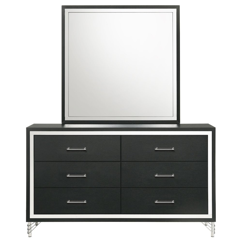 Lucia 6-drawer Dresser and Mirror Black. Picture 3