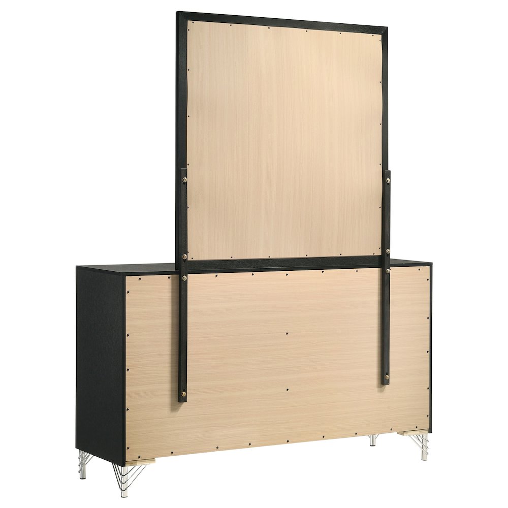 Lucia 6-drawer Dresser and Mirror Black. Picture 6
