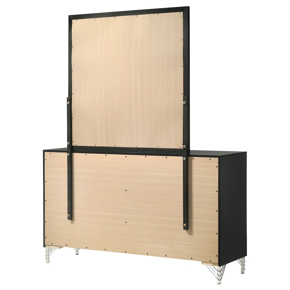 Lucia 6-drawer Dresser and Mirror Black. Picture 8