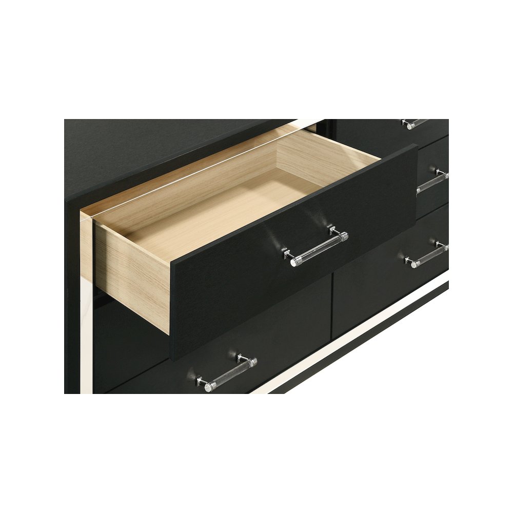 Lucia 6-drawer Dresser and Mirror Black. Picture 13