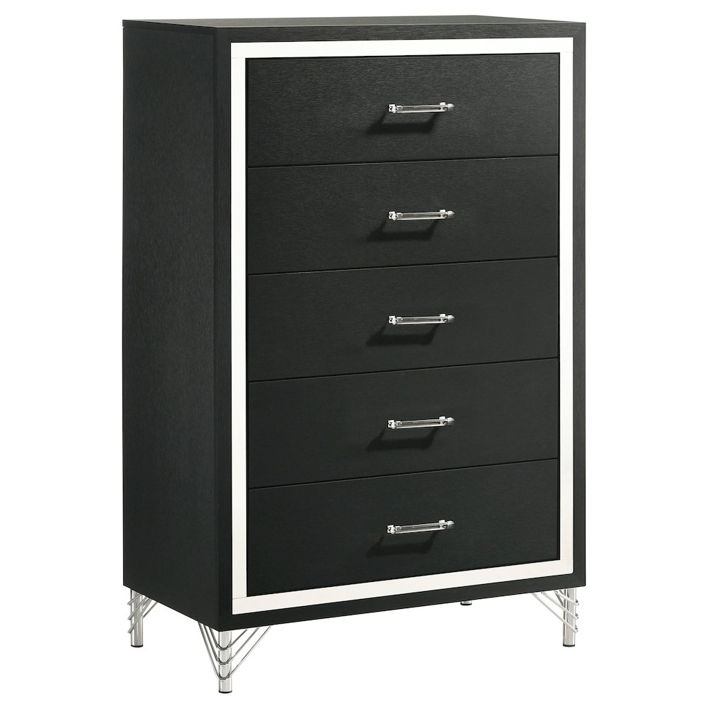 Lucia 5-drawer Bedroom Chest of Drawers Black. Picture 1