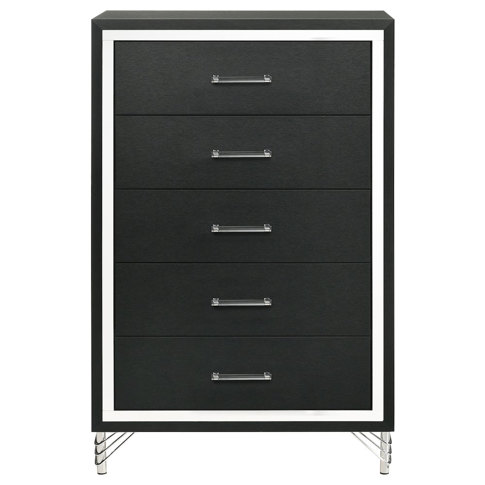 Lucia 5-drawer Bedroom Chest of Drawers Black. Picture 3