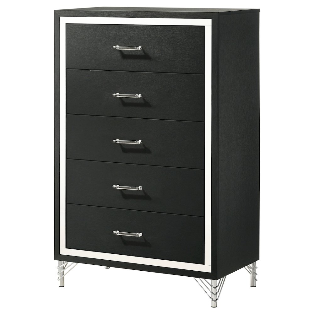 Lucia 5-drawer Bedroom Chest of Drawers Black. Picture 4