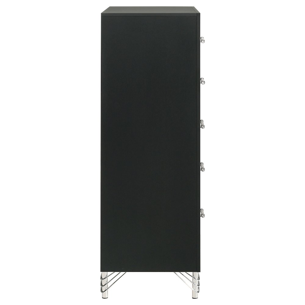 Lucia 5-drawer Bedroom Chest of Drawers Black. Picture 9