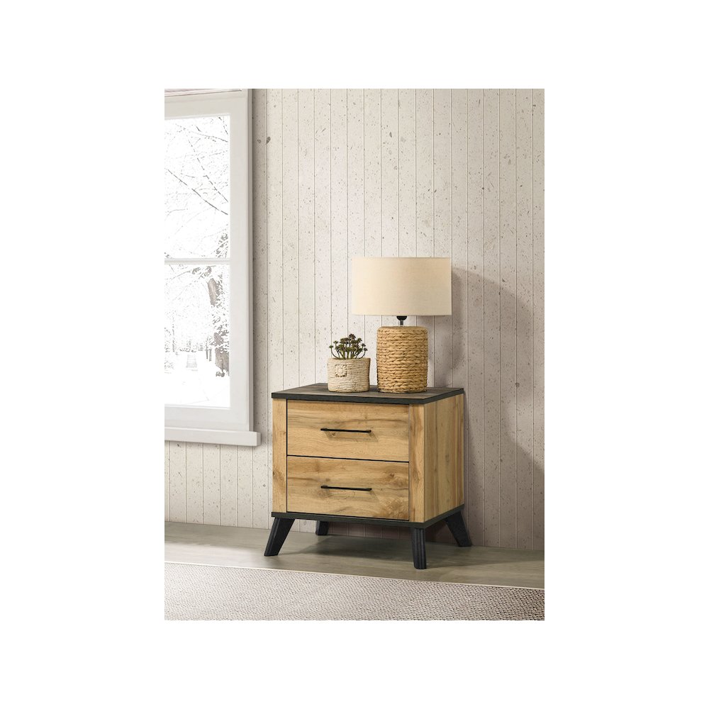Kaywood 2-drawer Nightstand Bedside Table Natural Pine. Picture 7